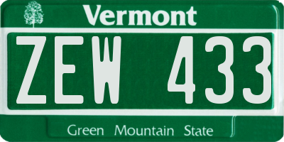 VT license plate ZEW433