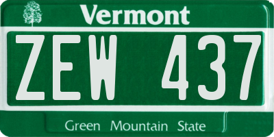 VT license plate ZEW437