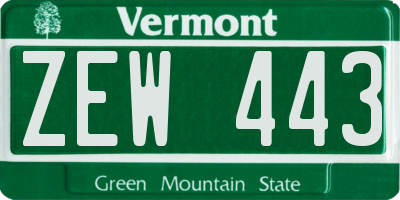 VT license plate ZEW443