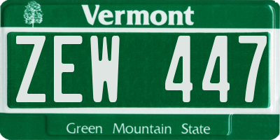 VT license plate ZEW447