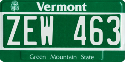VT license plate ZEW463