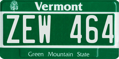 VT license plate ZEW464