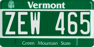 VT license plate ZEW465