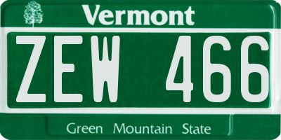 VT license plate ZEW466