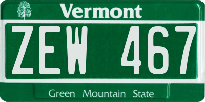 VT license plate ZEW467