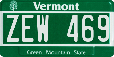 VT license plate ZEW469