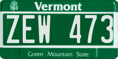 VT license plate ZEW473