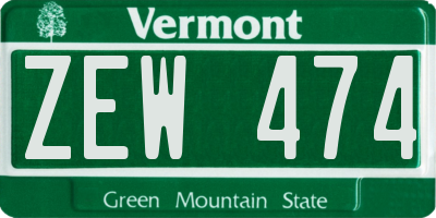 VT license plate ZEW474