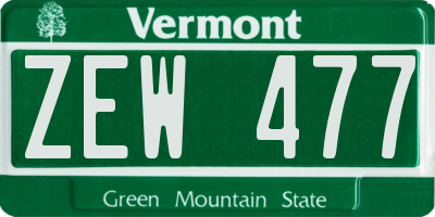 VT license plate ZEW477