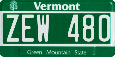 VT license plate ZEW480