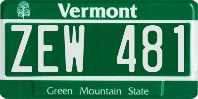 VT license plate ZEW481