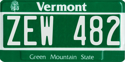 VT license plate ZEW482