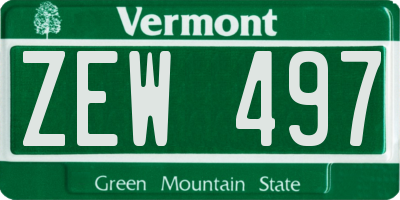 VT license plate ZEW497