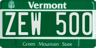 VT license plate ZEW500