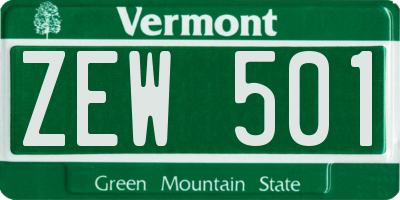 VT license plate ZEW501