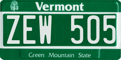 VT license plate ZEW505