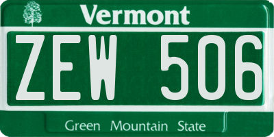 VT license plate ZEW506
