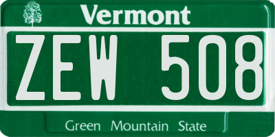 VT license plate ZEW508