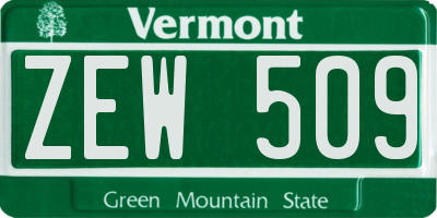 VT license plate ZEW509