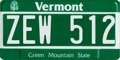 VT license plate ZEW512