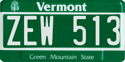 VT license plate ZEW513
