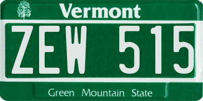 VT license plate ZEW515
