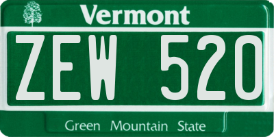 VT license plate ZEW520
