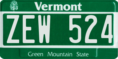 VT license plate ZEW524