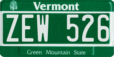 VT license plate ZEW526