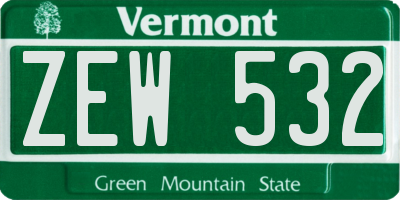 VT license plate ZEW532