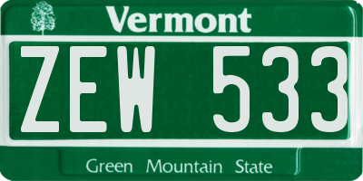 VT license plate ZEW533