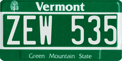 VT license plate ZEW535