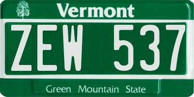 VT license plate ZEW537
