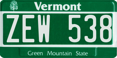 VT license plate ZEW538