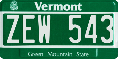 VT license plate ZEW543