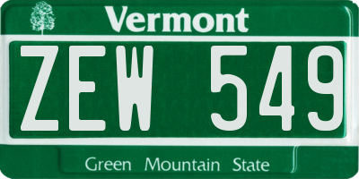 VT license plate ZEW549