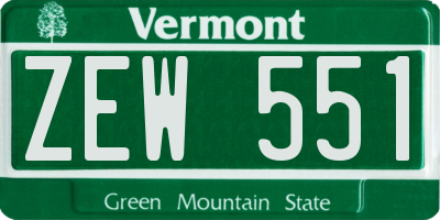 VT license plate ZEW551