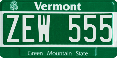 VT license plate ZEW555