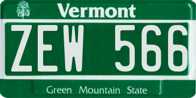 VT license plate ZEW566