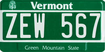 VT license plate ZEW567