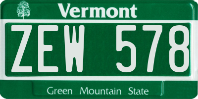 VT license plate ZEW578