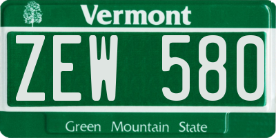 VT license plate ZEW580
