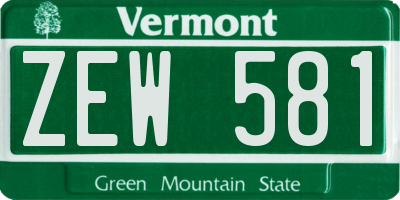 VT license plate ZEW581