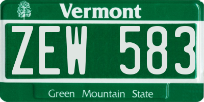 VT license plate ZEW583