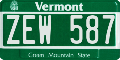 VT license plate ZEW587