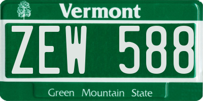 VT license plate ZEW588