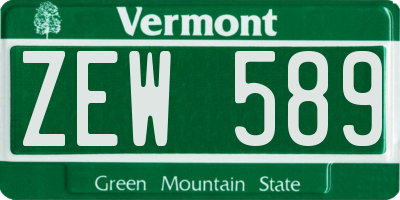 VT license plate ZEW589