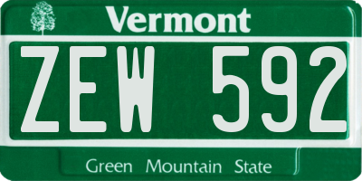 VT license plate ZEW592