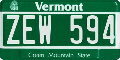 VT license plate ZEW594