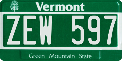 VT license plate ZEW597